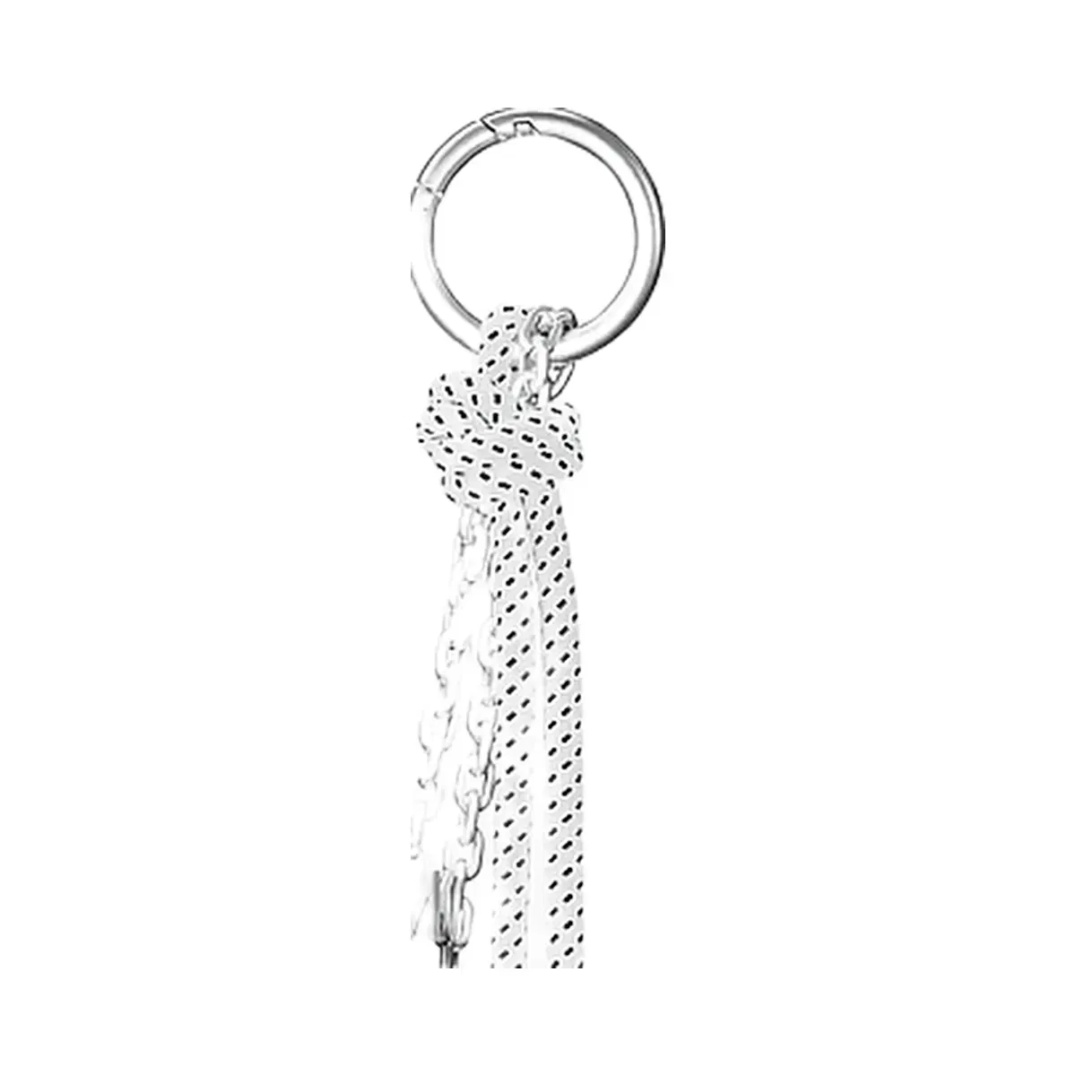 Michael Kors Silver-Tone and Speckled Cord Bag Charm Optic White