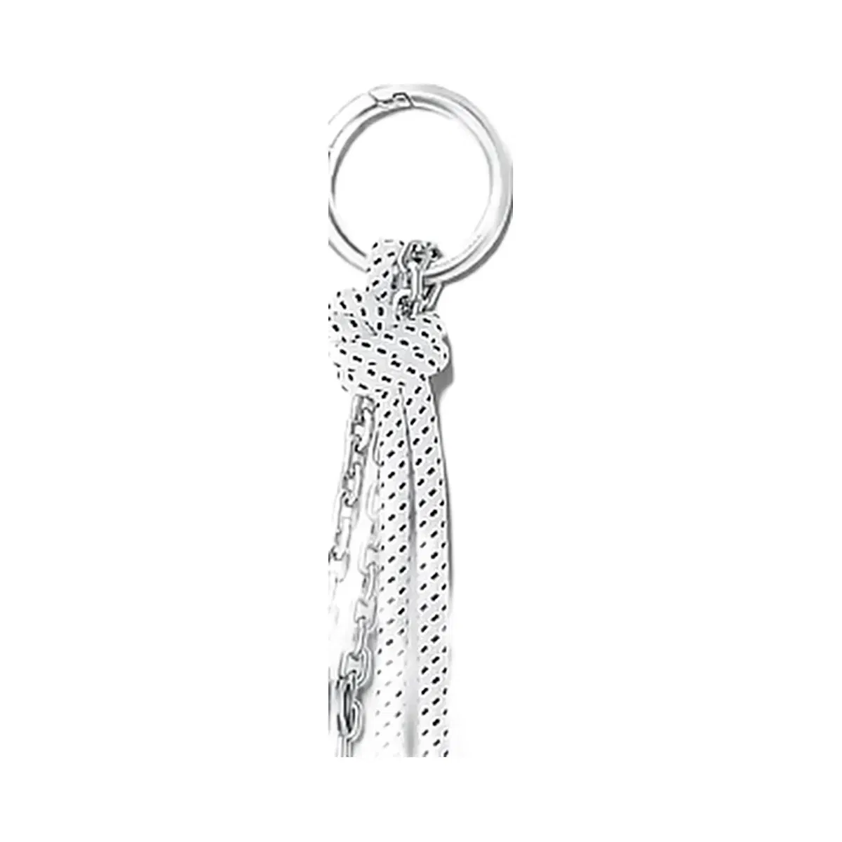 Michael Kors Silver-Tone and Speckled Cord Bag Charm Optic White