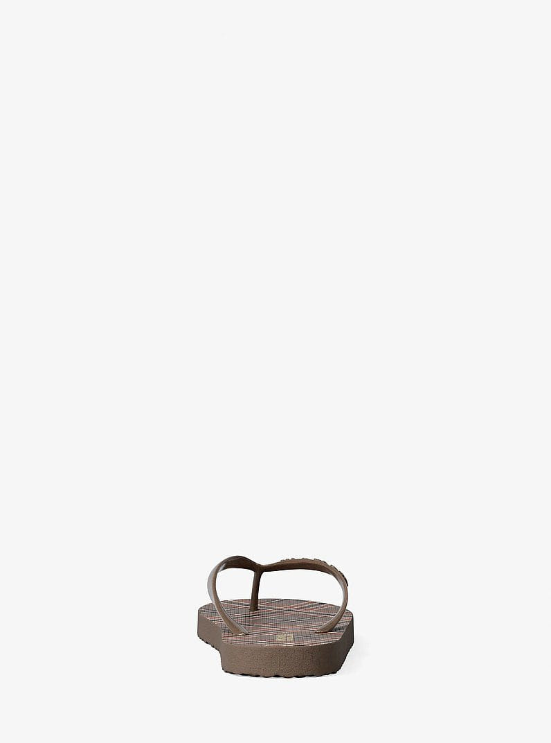Michael Kors Plaid Print Flip Flop Mushroom