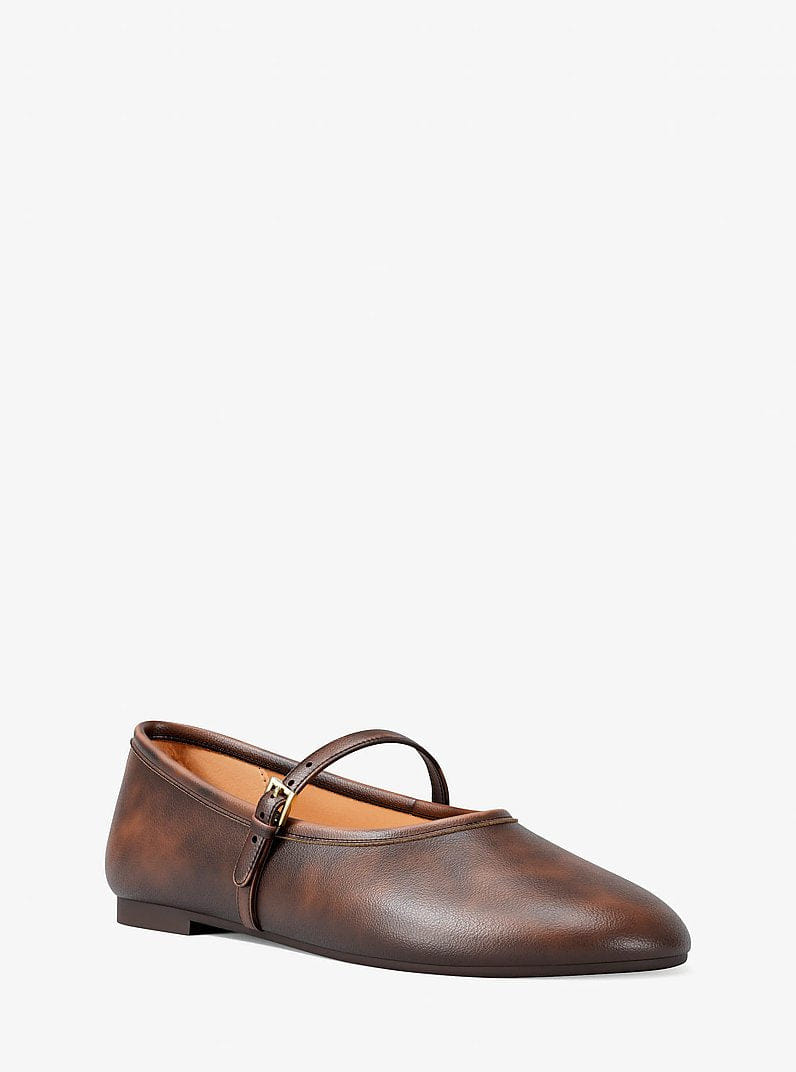 Michael Kors Phoebe Burnished Ballet Flat Chocolate