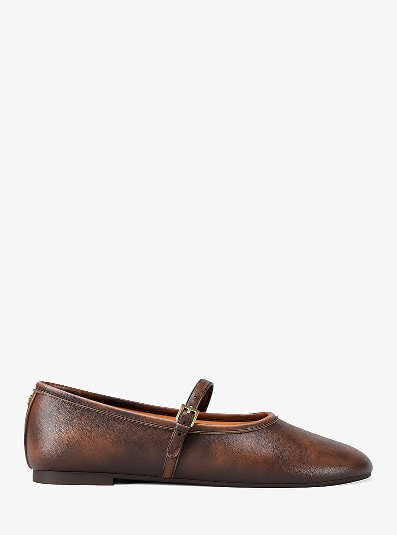 Michael Kors Phoebe Burnished Ballet Flat Chocolate