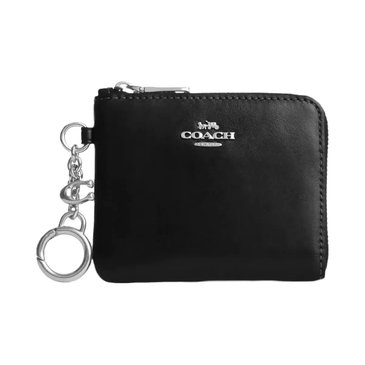 Coach Small Corner Zip Wallet in Silver Black