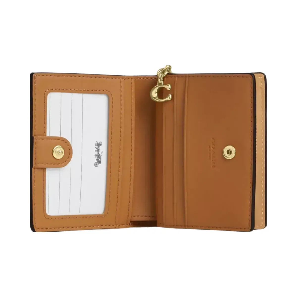 Coach Snap Wallet With Floral Print in Gold Pink Multi