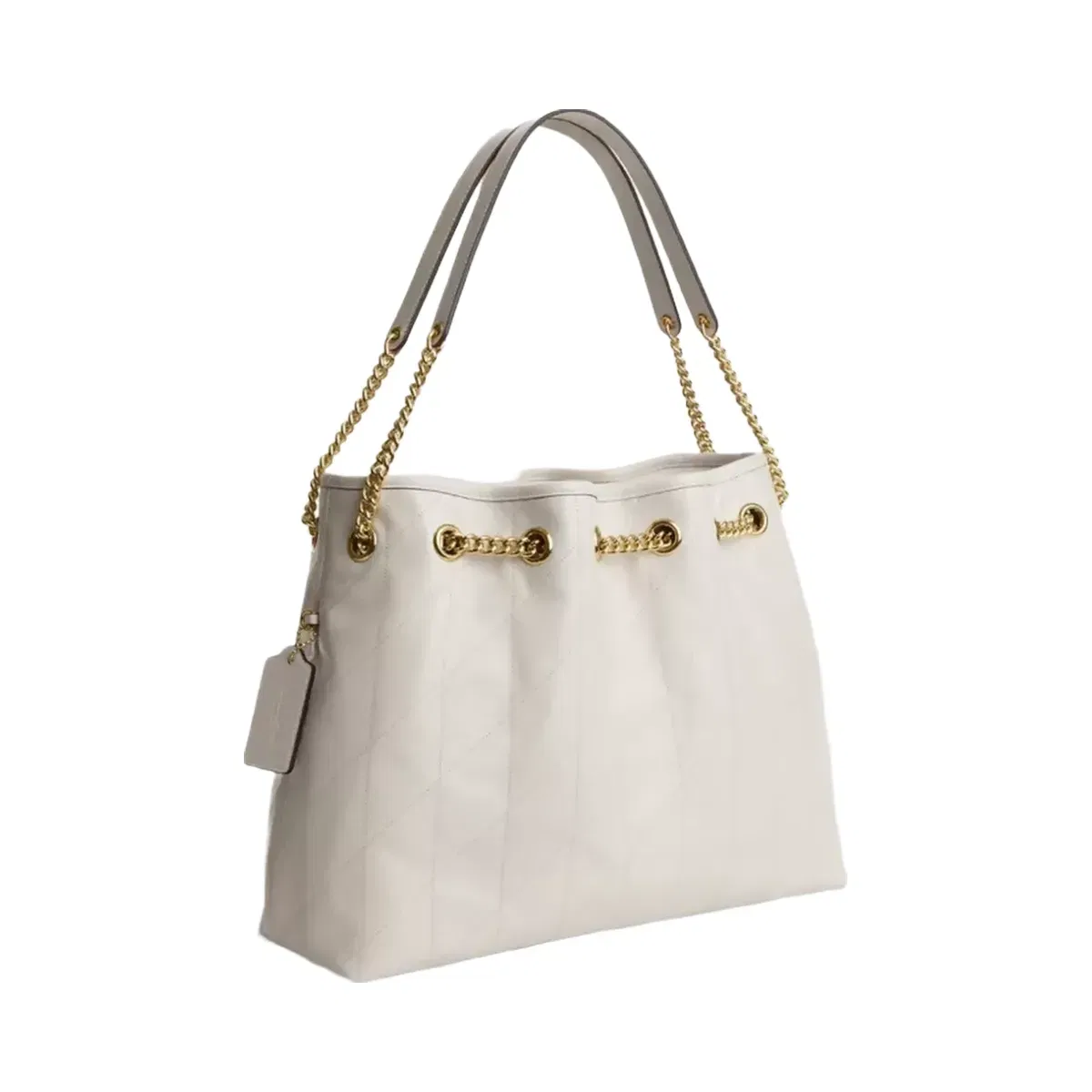 Coach Evelyn Shoulder Bag With Quilting And Charm in Gold Chalk