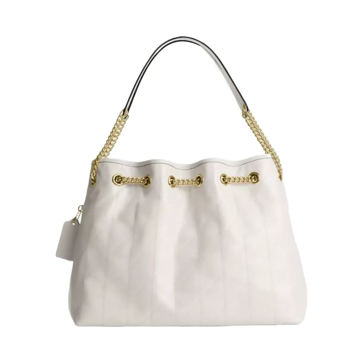 Coach Evelyn Shoulder Bag With Quilting And Charm in Gold Chalk