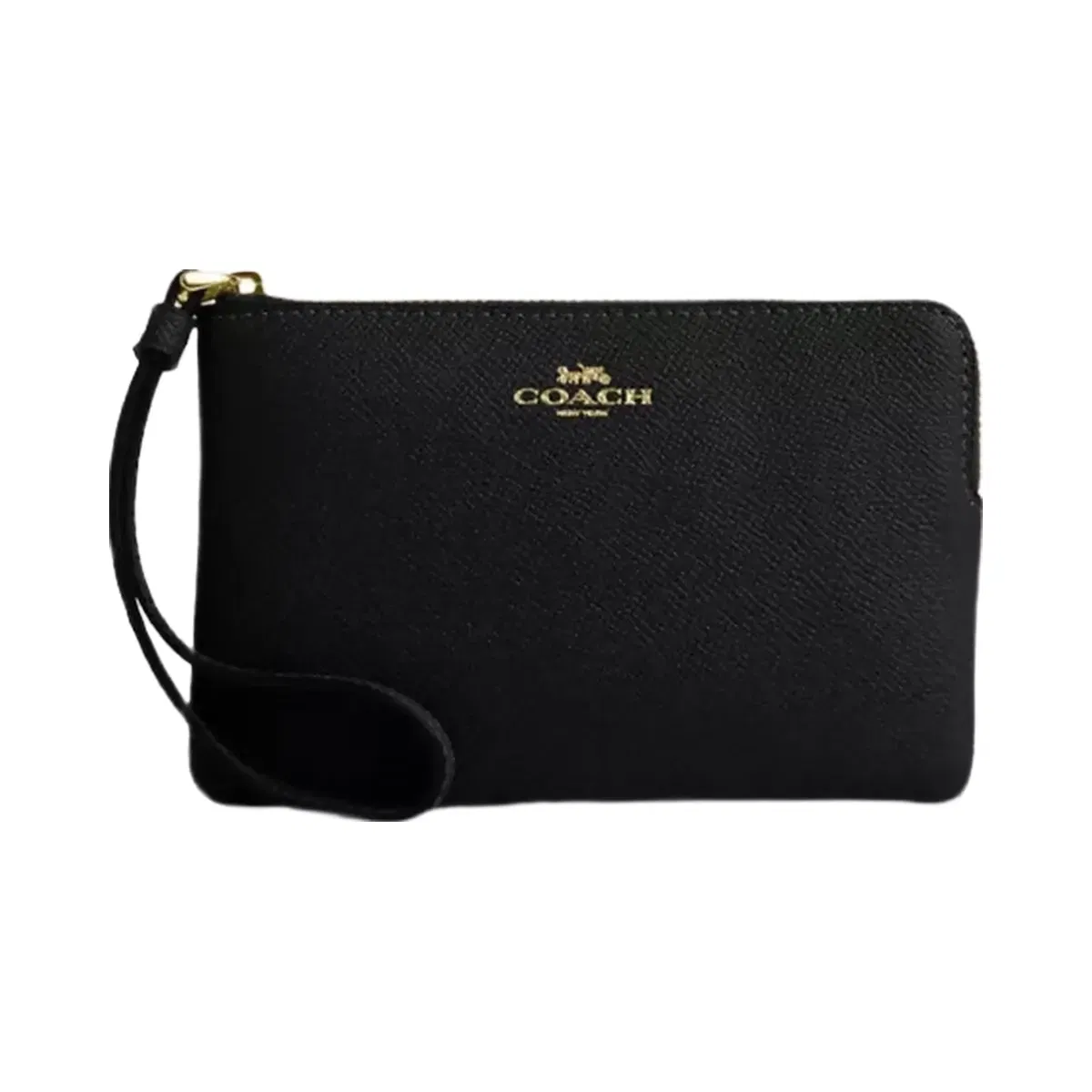 Coach Corner Zip Wristlet in Gold Black