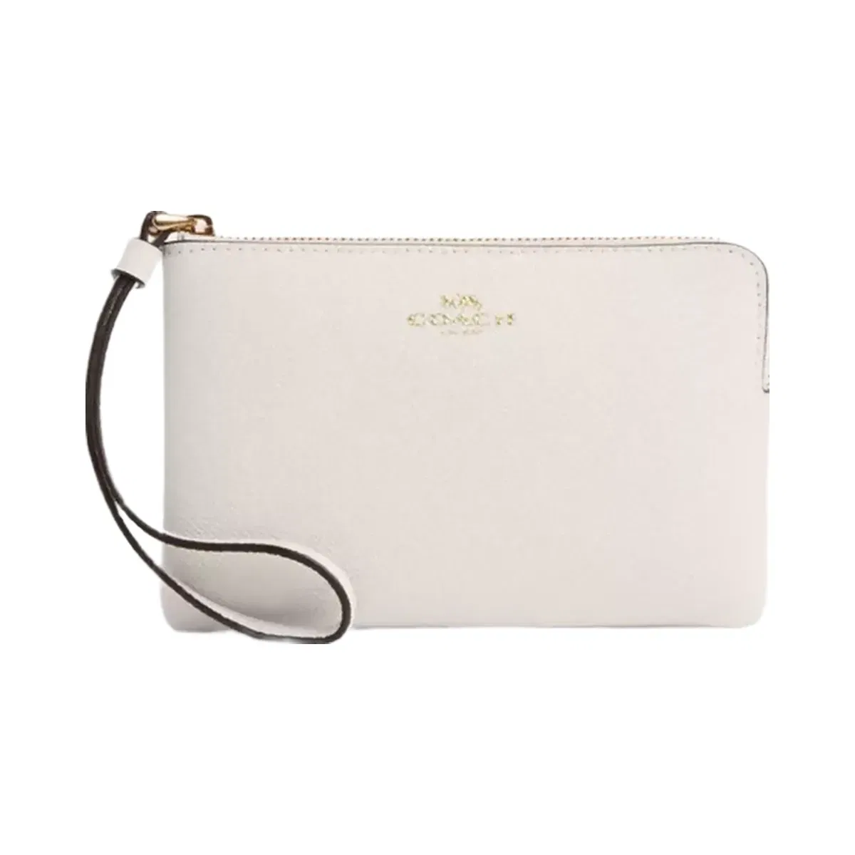 Coach Corner Zip Wristlet in Gold Chalk
