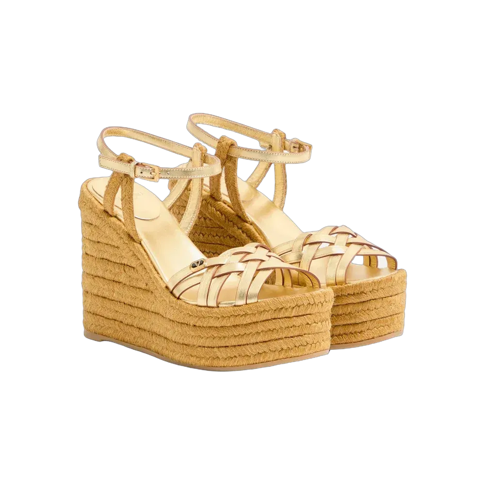 Valentino BriBri Wedge Sandal In Laminated Calfskin 120mm