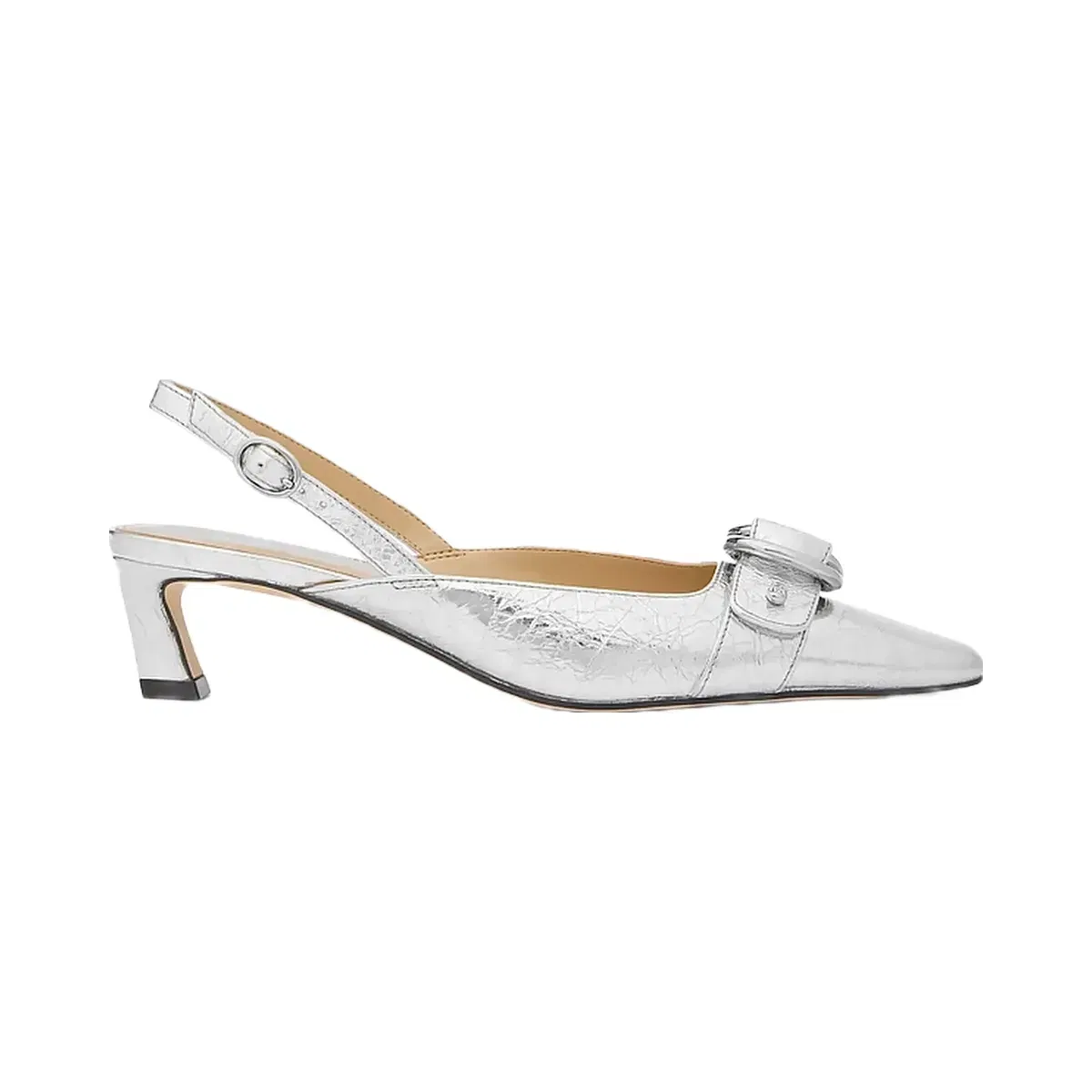Michael Kors Jaden Metallic Crushed Leather Slingback Pump Silver