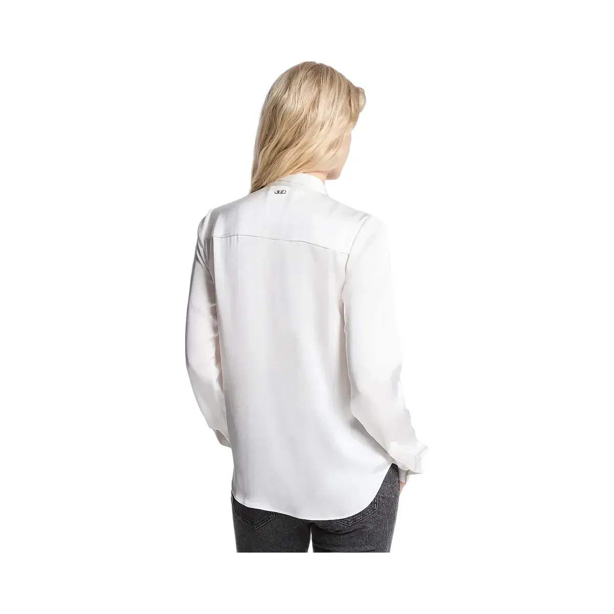 Michael Kors Satin Fringed Tie-Neck Blouse White