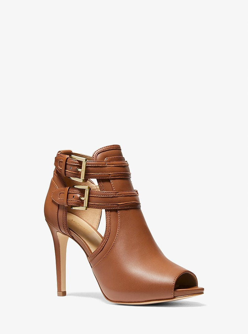 Michael Kors Blaze Open-Toe Ankle Boot Luggage