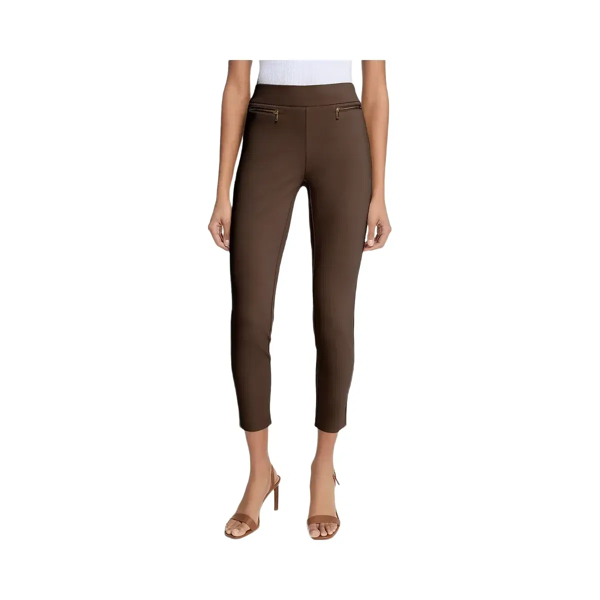 Michael Kors Viscose Blend Zip Pants Chocolate