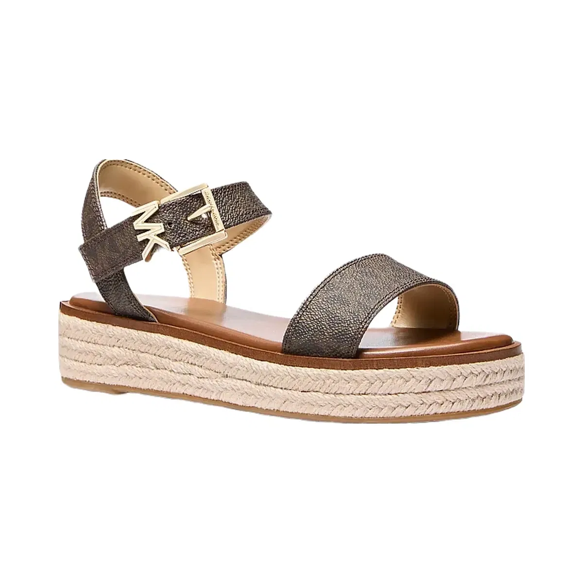 Michael Kors Richie Signature Logo Platform Espadrille Sandal Brown