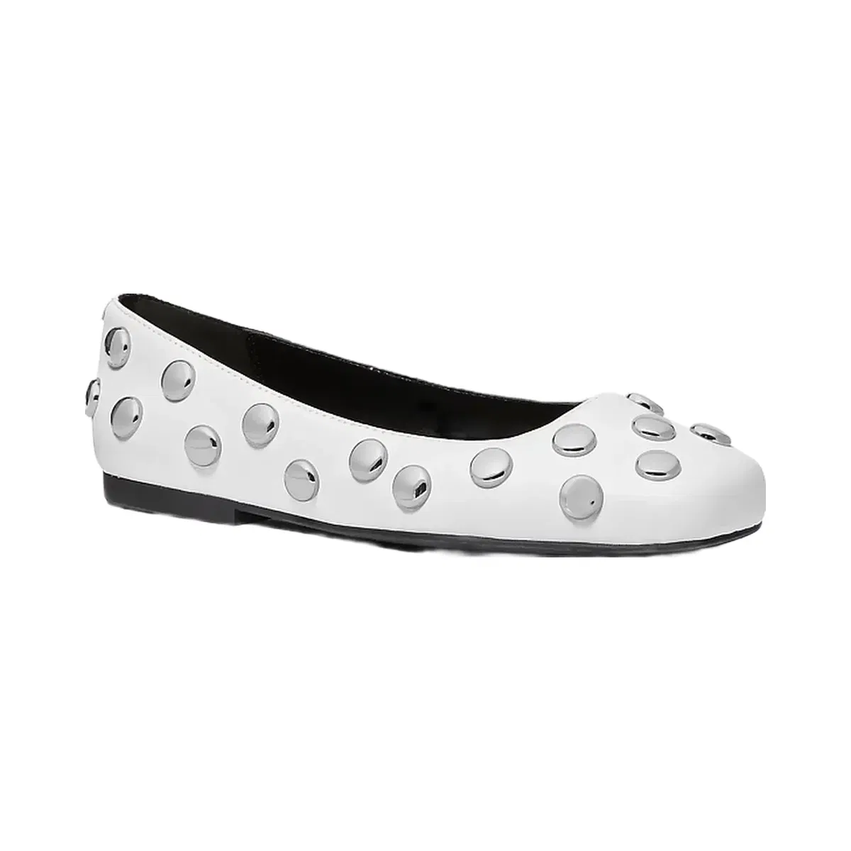 Michael Kors Matilda Studded Leather Ballet Flat Optic White