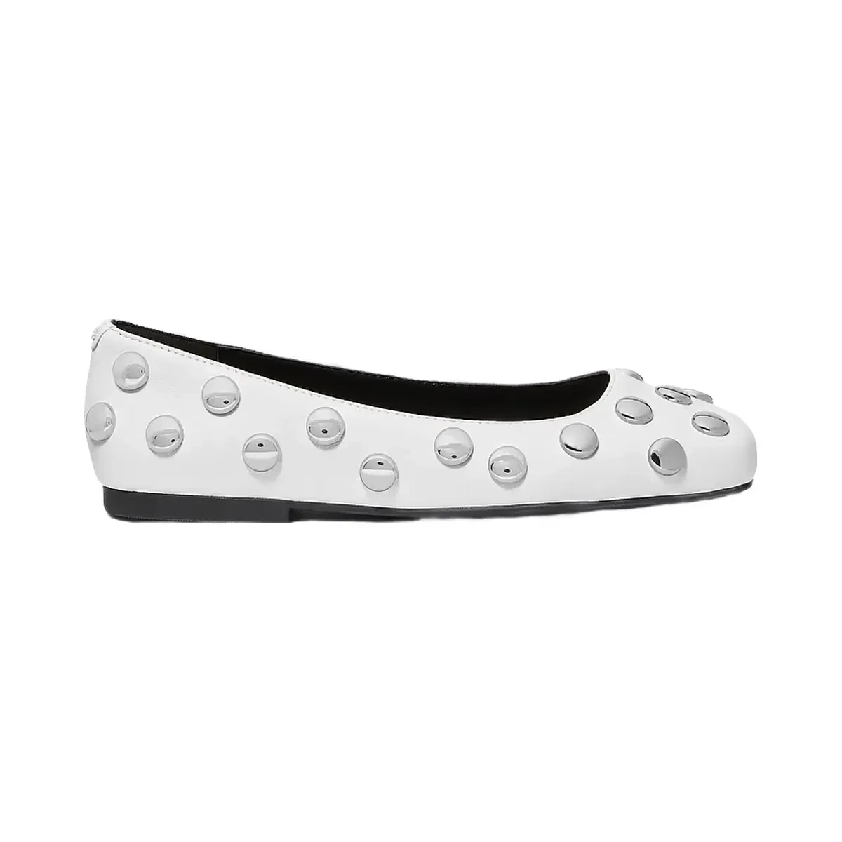 Michael Kors Matilda Studded Leather Ballet Flat Optic White