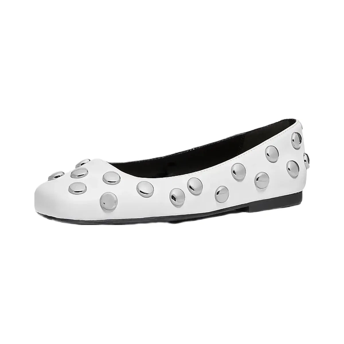 Michael Kors Matilda Studded Leather Ballet Flat Optic White
