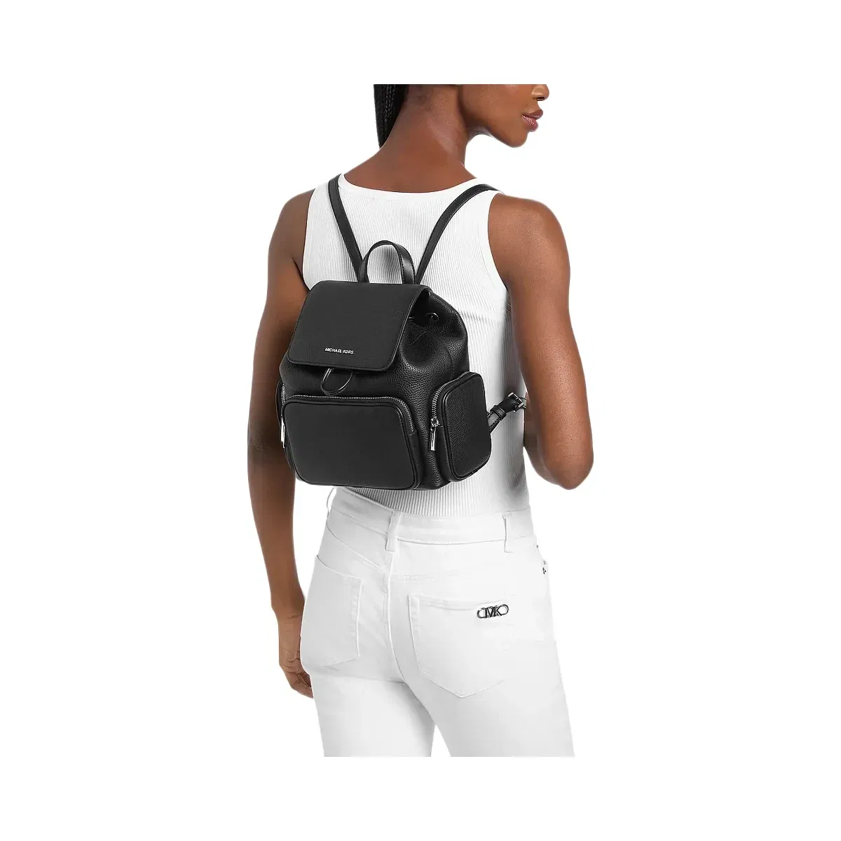 Michael Kors Merritt Small Pebbled Leather Cargo Backpack Black