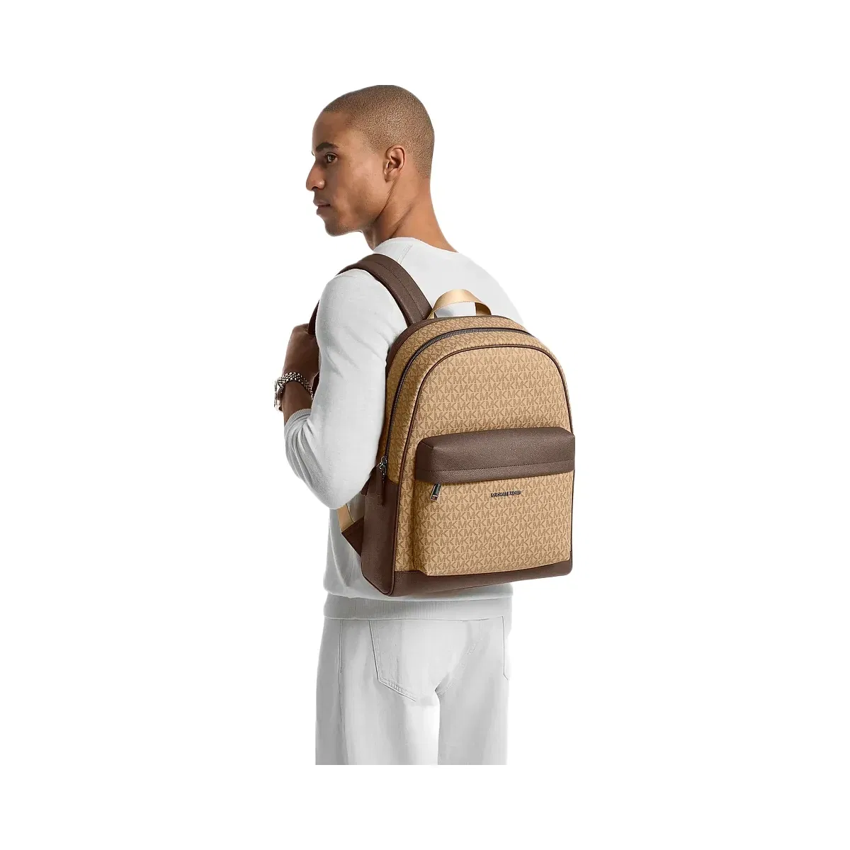 Michael Kors Pacey Medium Signature Logo Backpack Camel