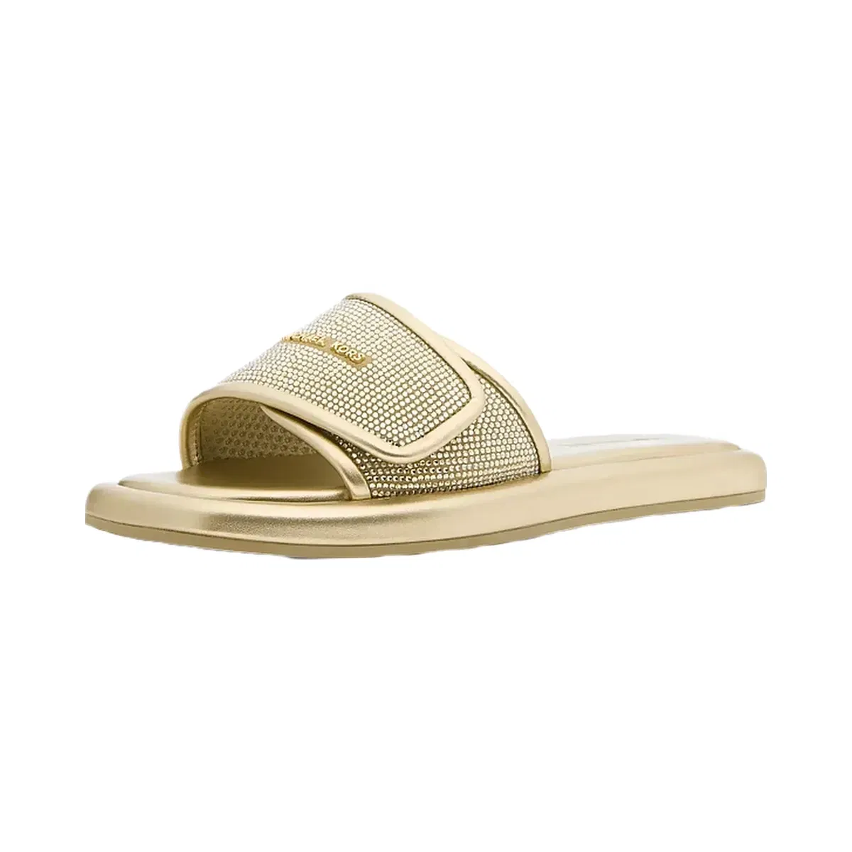 Michael Kors Suki Embellished Metallic Slide Sandal Pale Gold