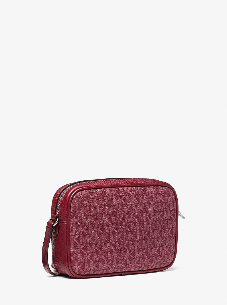 Michael Kors Jet Set Travel Small Signature Logo Camera Crossbody Bag Maroon