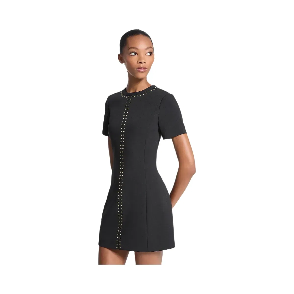 Michael Kors Studded Stretch Crepe Shift Dress Black