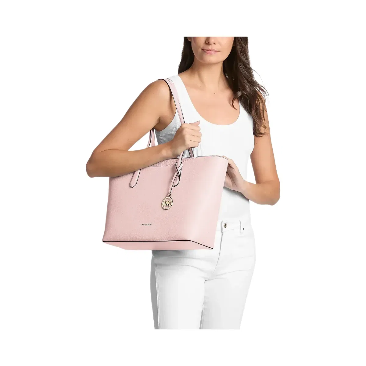 Michael Kors Arden Large Pebbled Leather Tote Bag Powder Blush