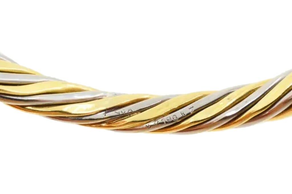 Vintage Gold and White Gold Twisted Bangle Bracelet Set