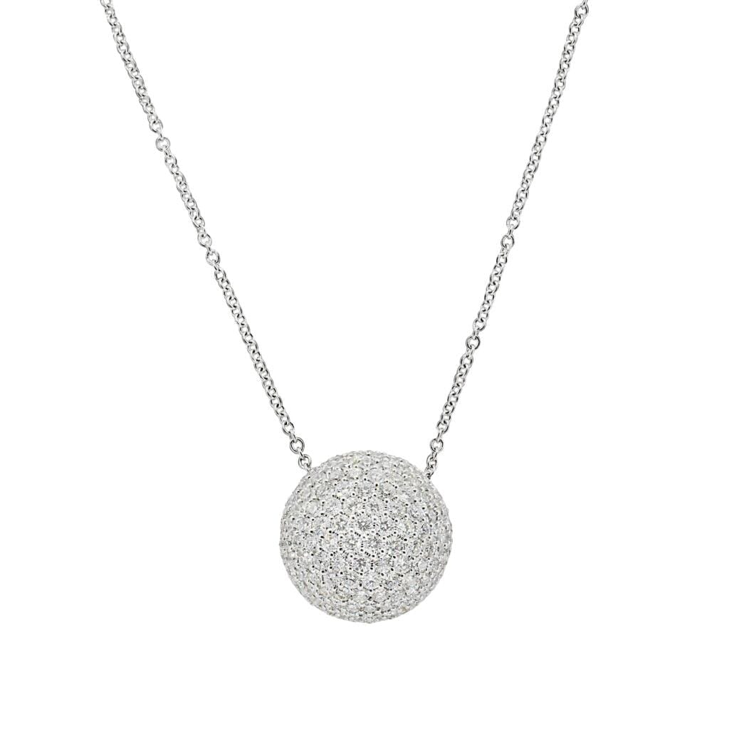 White Gold and 2.95ctw Diamond Dome Pendant Necklace