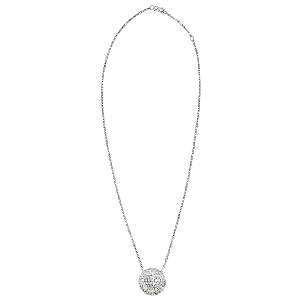 White Gold and 2.95ctw Diamond Dome Pendant Necklace