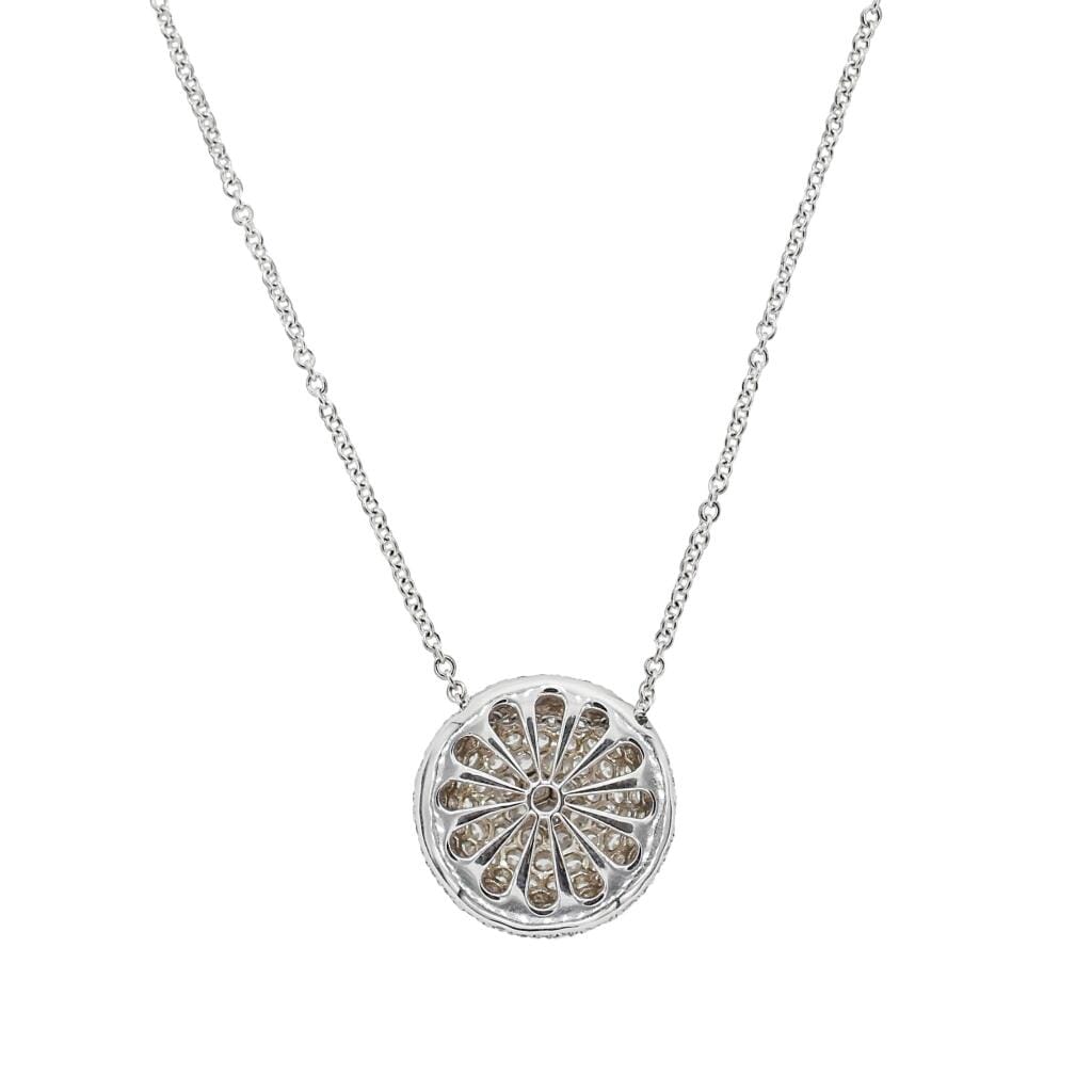 White Gold and 2.95ctw Diamond Dome Pendant Necklace