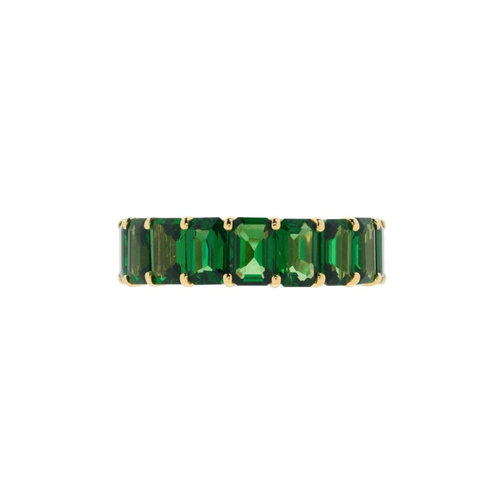 Gold and 9.55ctw Tsavorite Garnet Eternity Band Ring