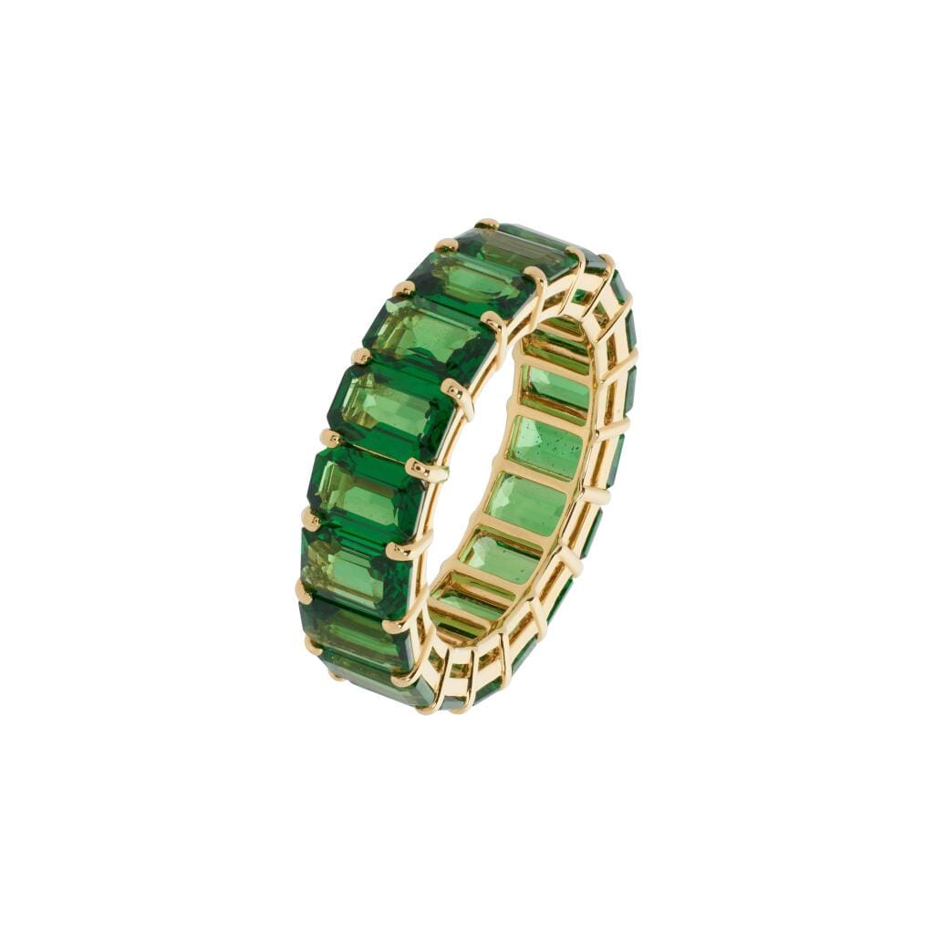 Gold and 9.55ctw Tsavorite Garnet Eternity Band Ring