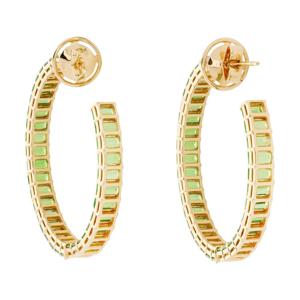 Gold and 20.00ctw Tsavorite Garnet Hoop Earrings