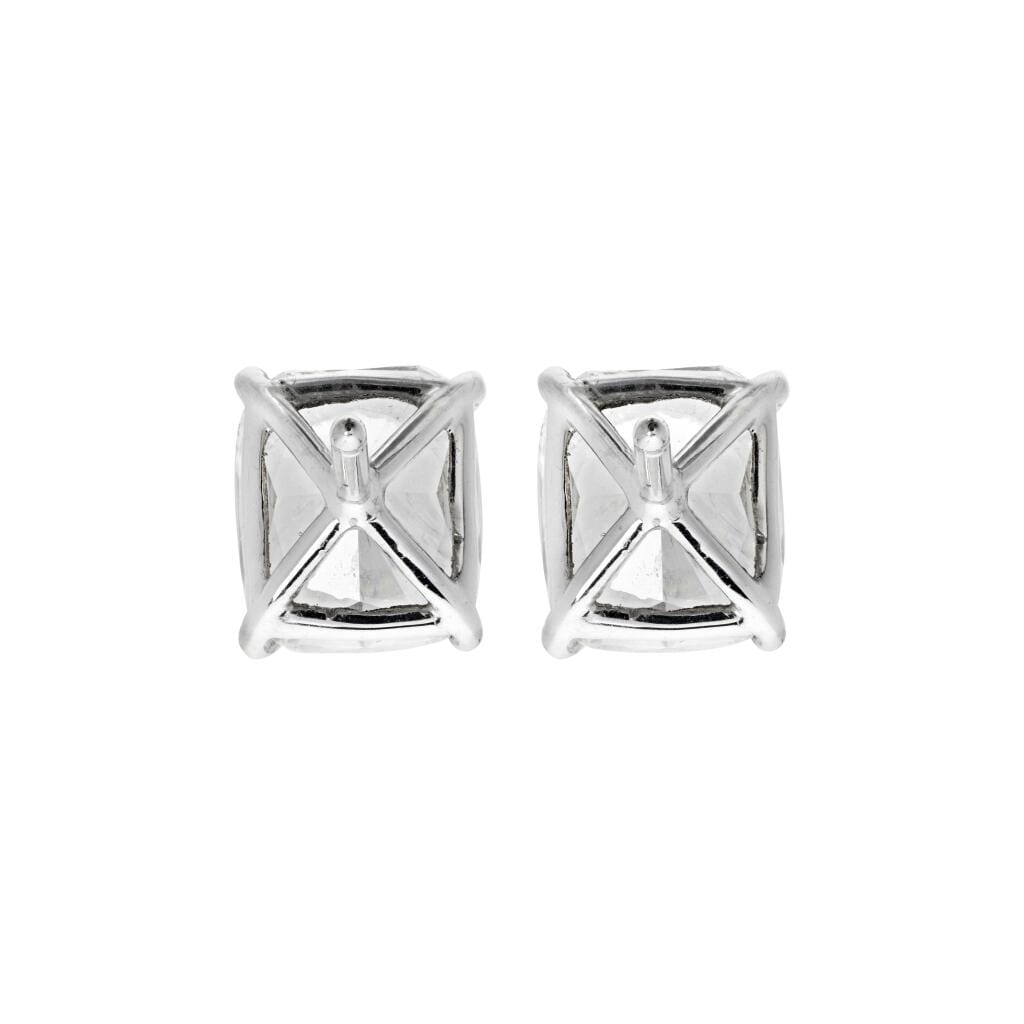Platinum and 4.20ctw Cushion Cut Diamond Stud Earrings