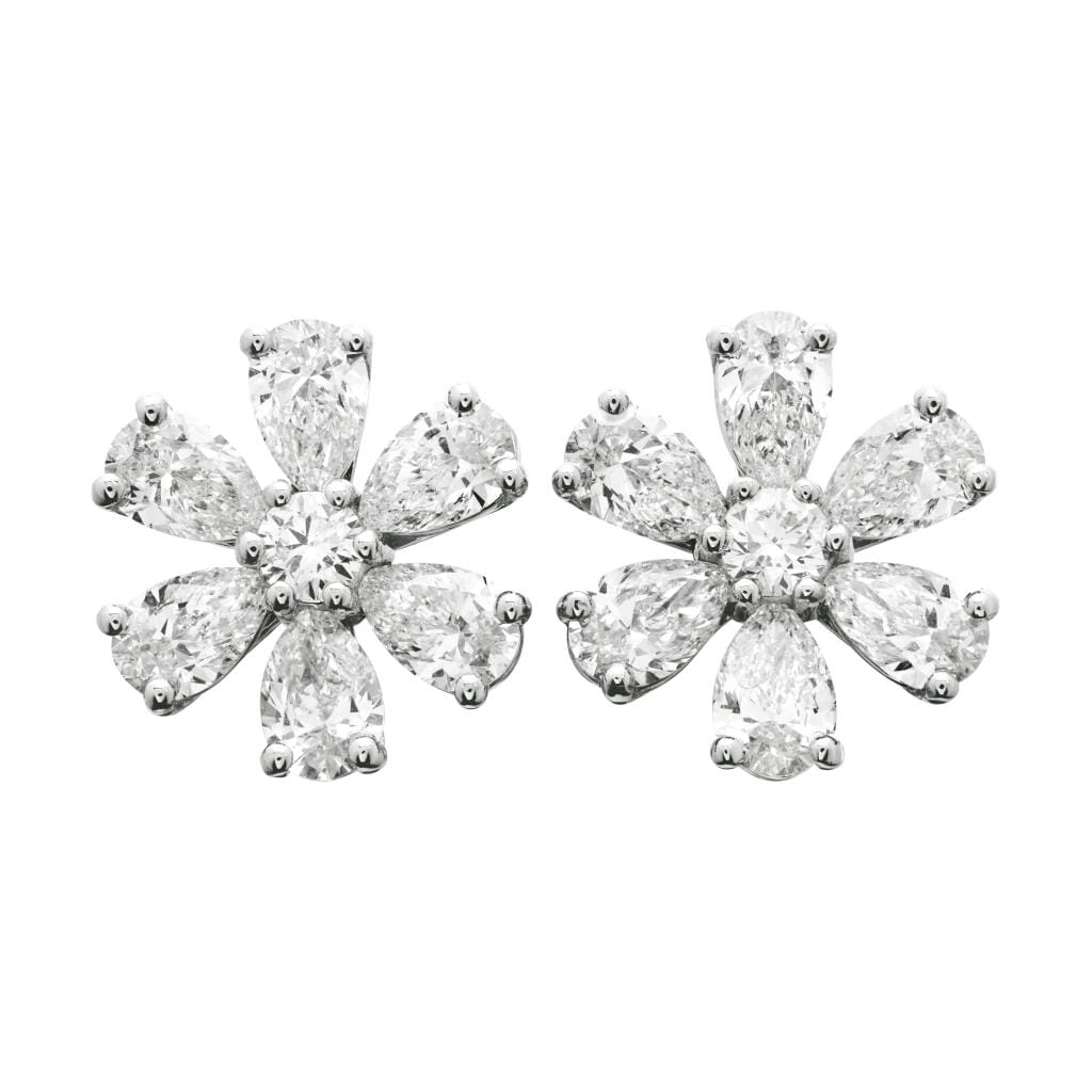 Platinum and 5.15ctw Diamond Flower Stud Earrings