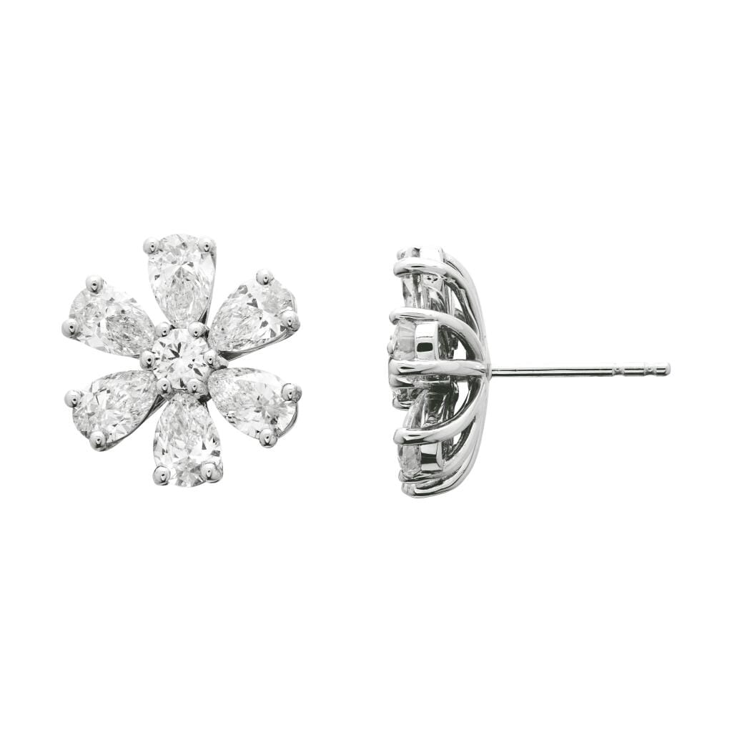Platinum and 5.15ctw Diamond Flower Stud Earrings