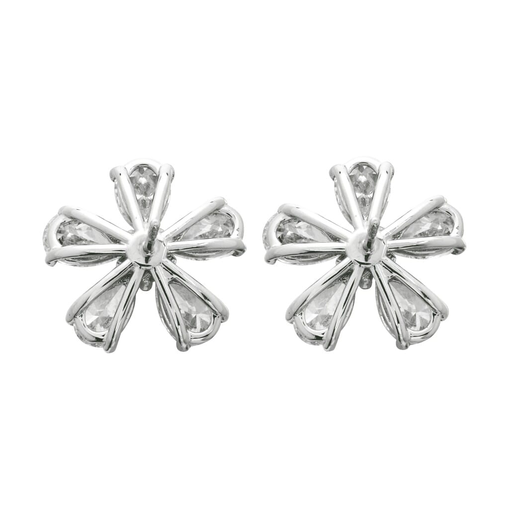 Platinum and 7.70ctw Diamond Flower Stud Earrings