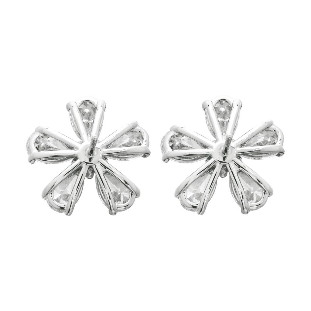 Platinum and 4.20ctw Diamond Flower Stud Earrings