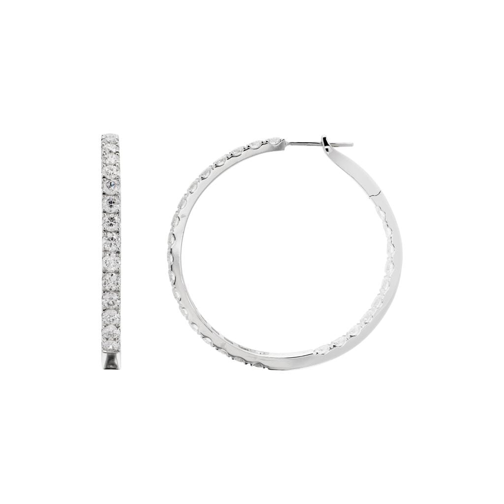 Platinum and 5.00ctw Round Brilliant Cut Diamond Hoop Earrings