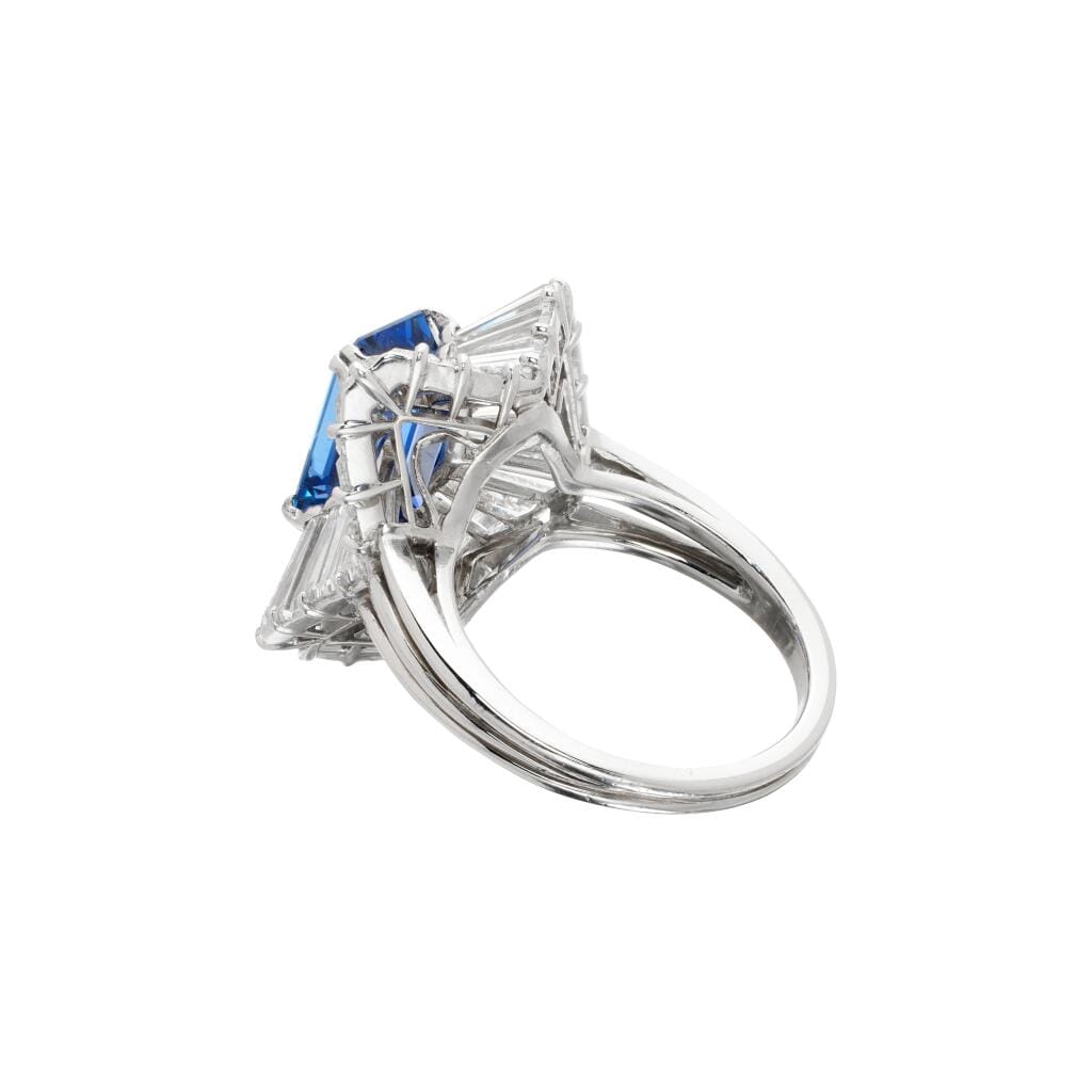 Platinum, 4.51ct Ceylon Sapphire and Diamond Ring