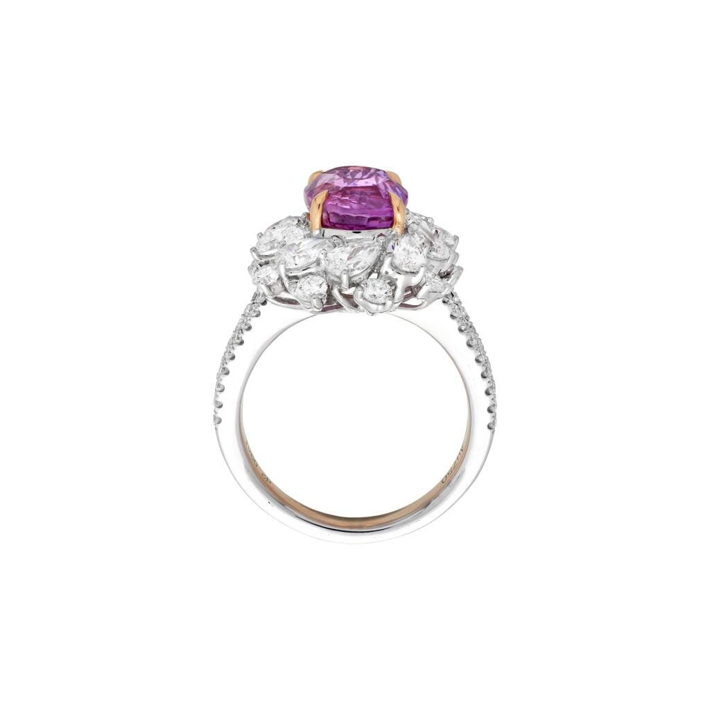 White Gold, 4.05ct Ceylon Pink Sapphire and Diamond Ring