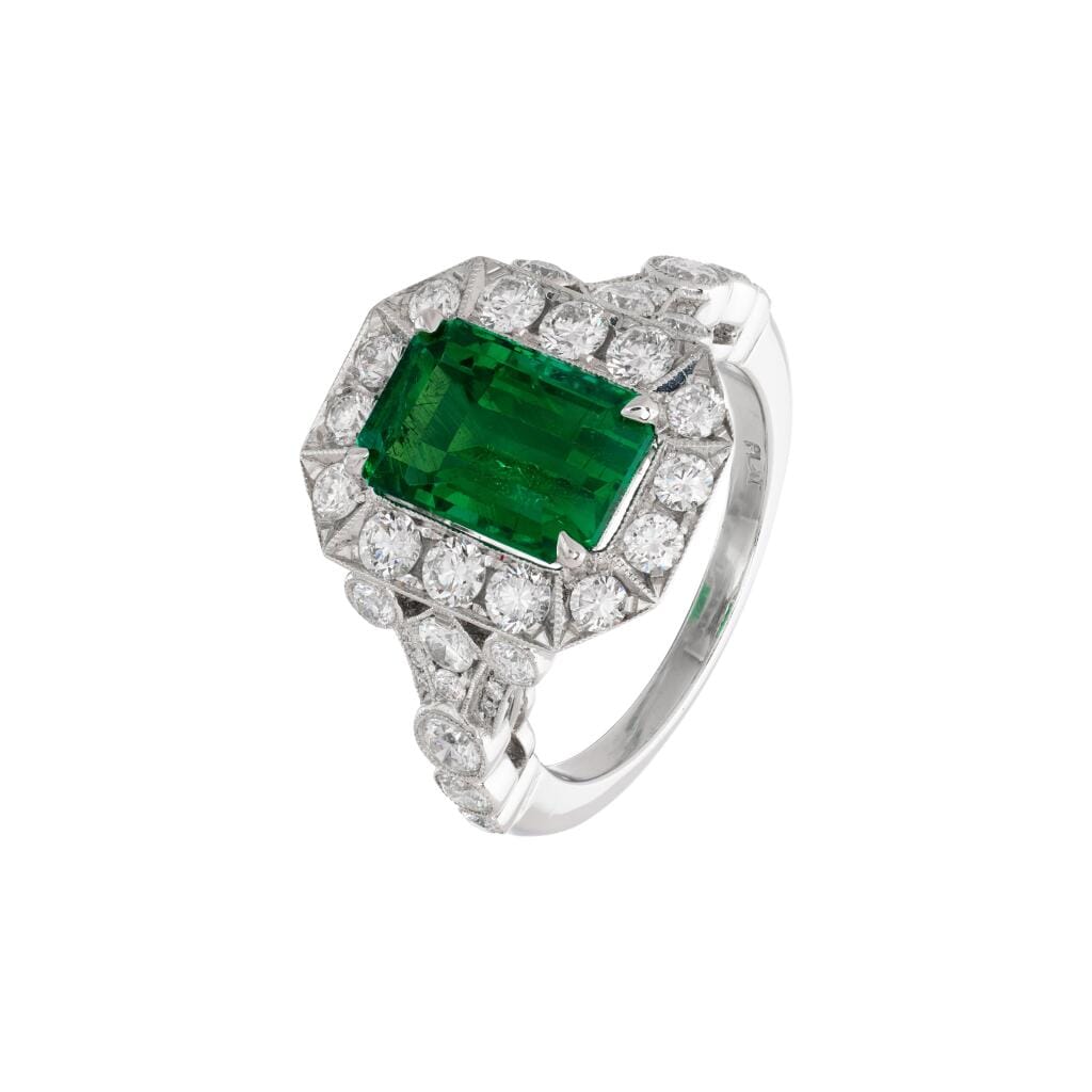 Platinum, 3.86ct Zambian Emerald and Diamond Ring