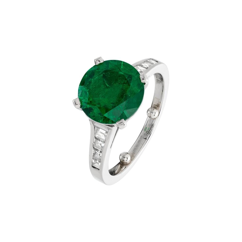 Platinum, 2.35ct Zambian Emerald and Diamond Ring