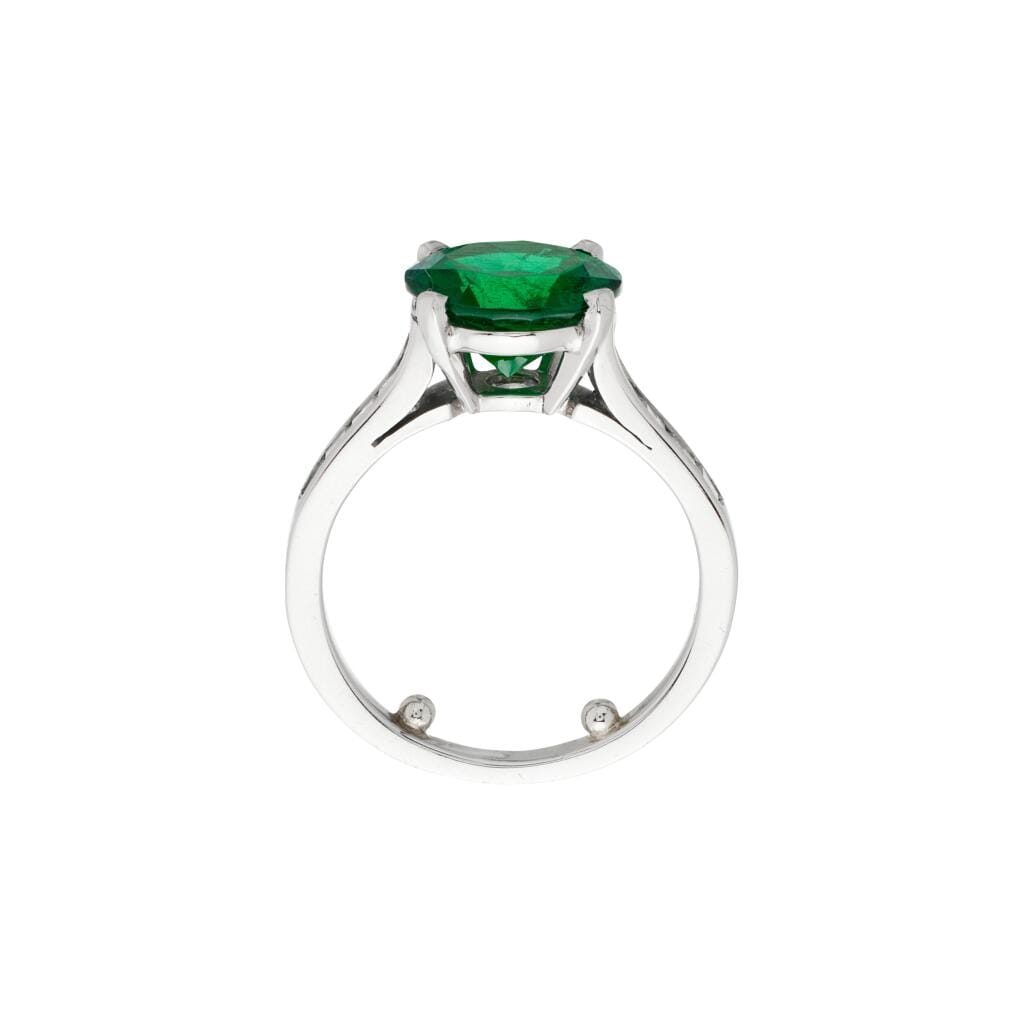 Platinum, 2.35ct Zambian Emerald and Diamond Ring