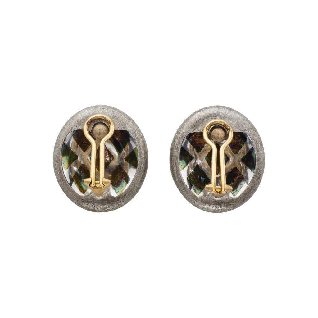 Vintage Gold and Silver Engraved Button Earclips