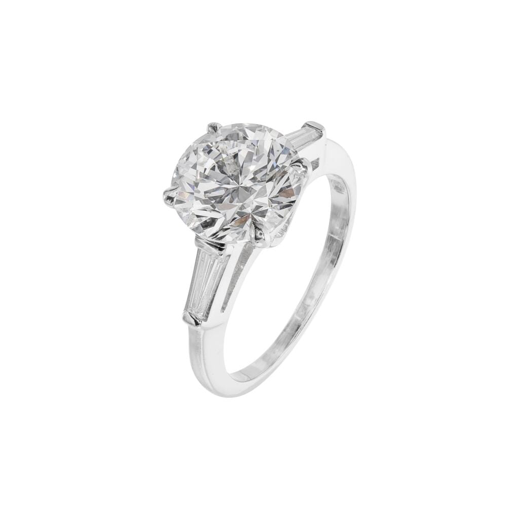 Platinum, 3.01ct Round Brilliant Cut and Diamond Engagement Ring