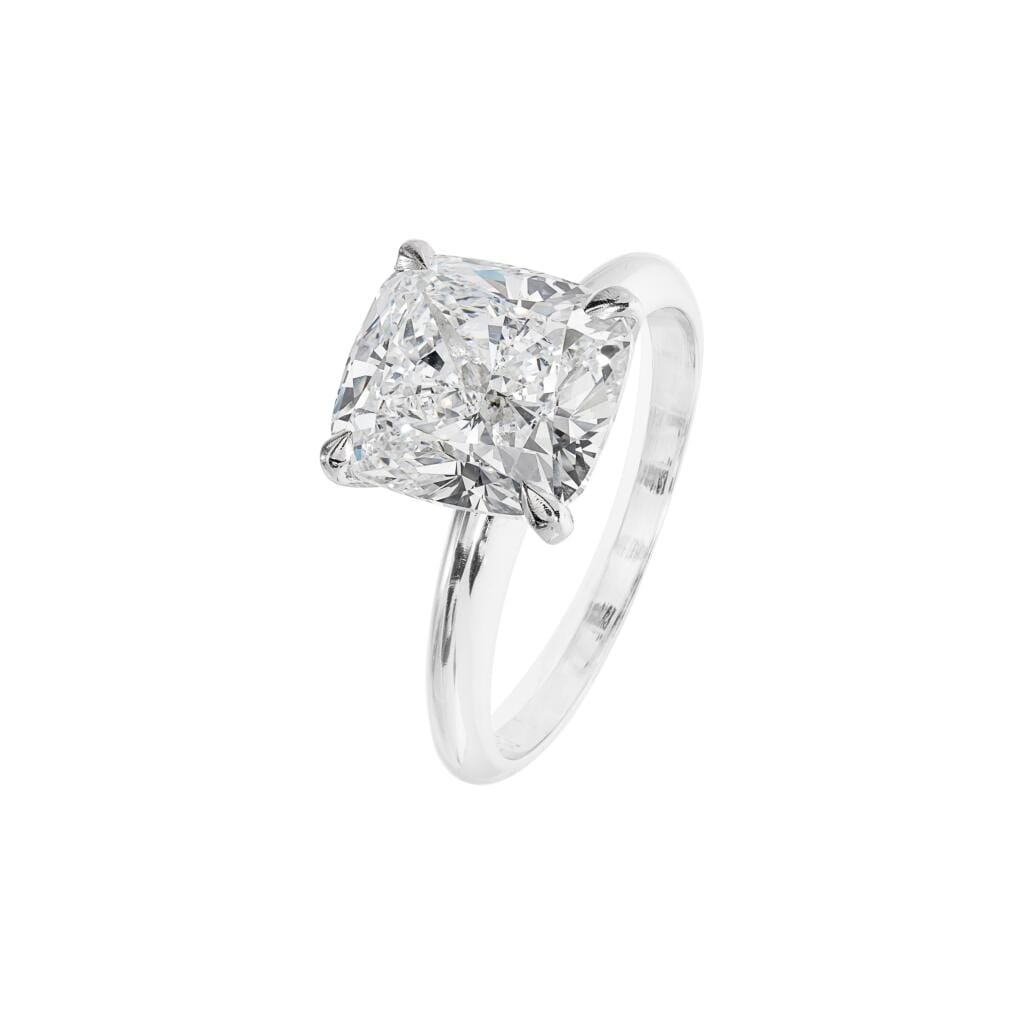 Platinum and 4.02ct Cushion Cut Diamond Solitaire Engagement Ring