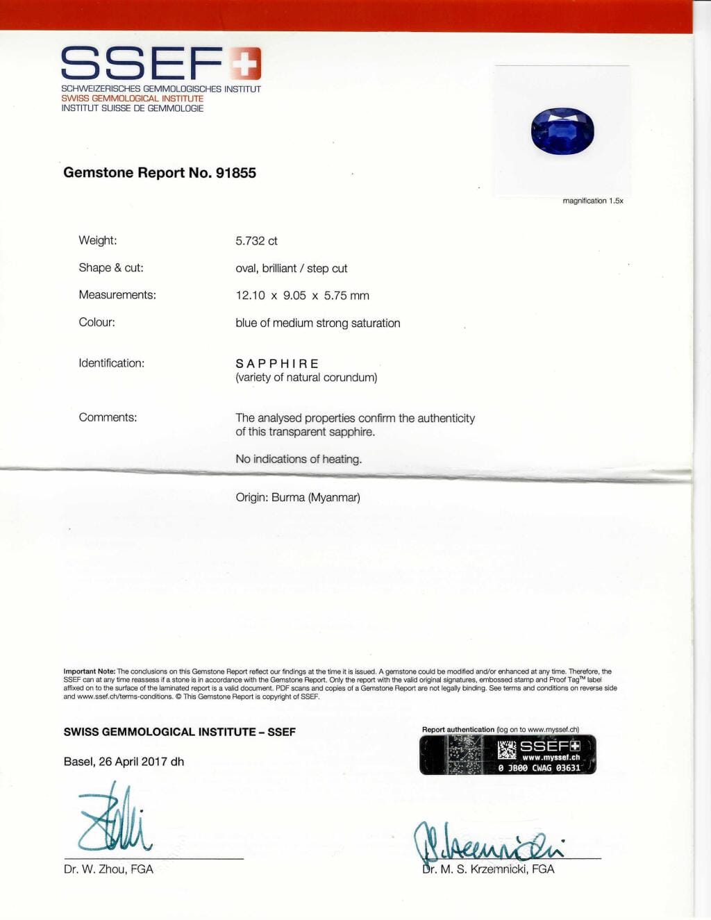 Platinum, 5.73ct Burmese Sapphire and Diamond Engagement Ring