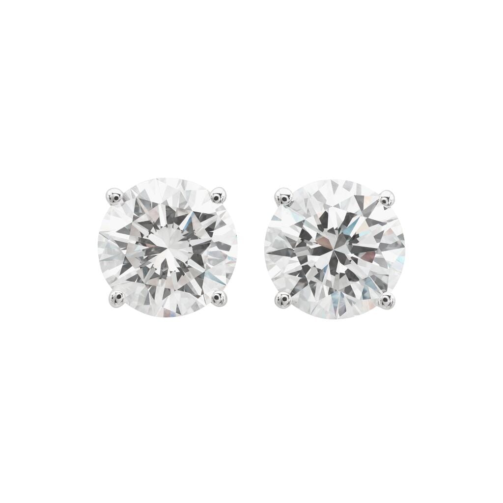 White Gold and 2.47ctw Round Brilliant Cut Diamond Stud Earrings