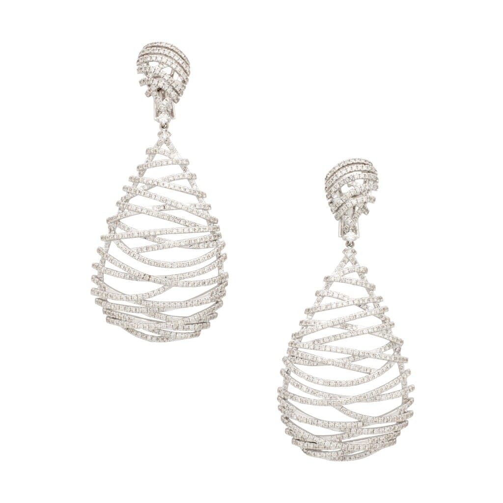 White Gold and 4.50ctw Diamond Drop Earrings